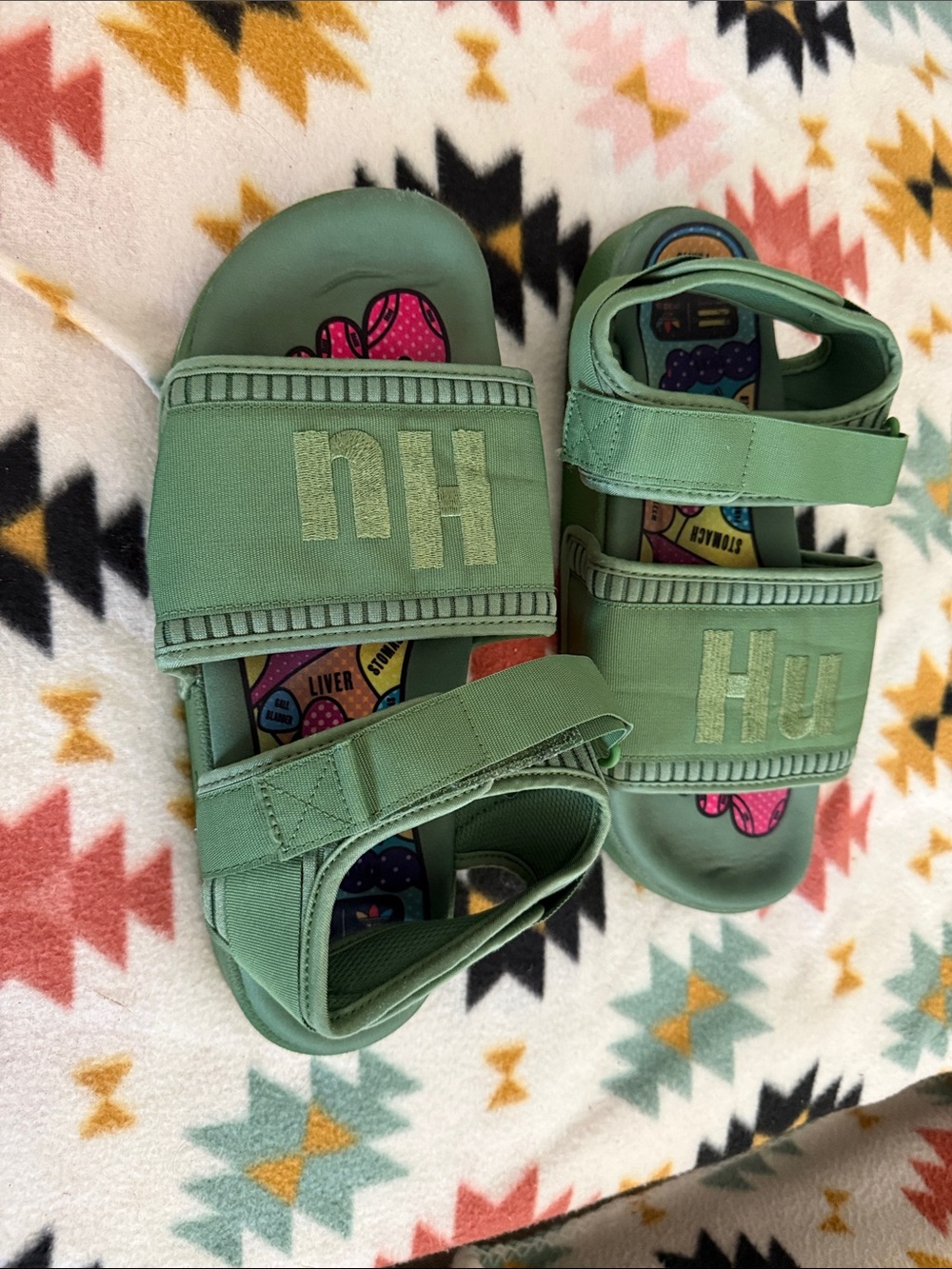 Green Adjustable Strap Sandals